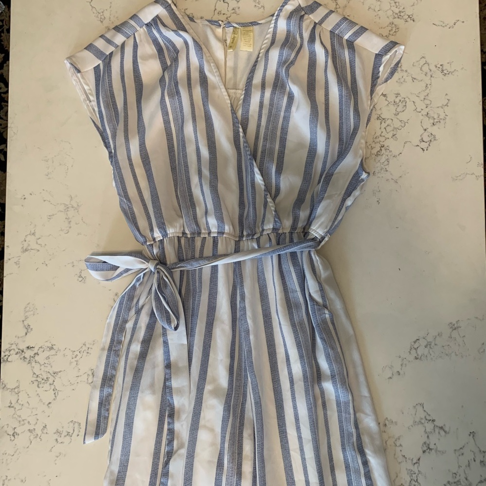 White & Blue Striped Japan Pantsuit Jumper
